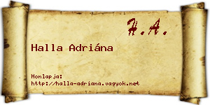 Halla Adriána névjegykártya